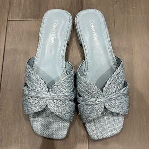 Calvin Klein Women's Silver Woven Sandals